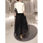 Elegant Women's Solid Half Sleeve Blazer - Stylish Crew Neck Button Front Outerwear