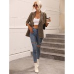 Women's Plaid Double Breasted Long Coat - Elegant Fall & Spring Outerwear