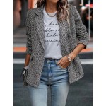 Double Breasted Lapel Blazer, Elegant Long Sleeve Blazer For Office & Work, Women's Clothing