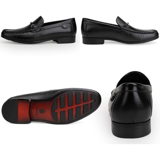 Leather Dress Shoes for Men, Luxury Classic Moc-Toe Penny Shoes Bit Slip-on Loafer for Mens