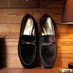 Mens Dress Shoes Loafers Business Classic Suede Luxury Copper Chain Party Wedding Moccasins for Male